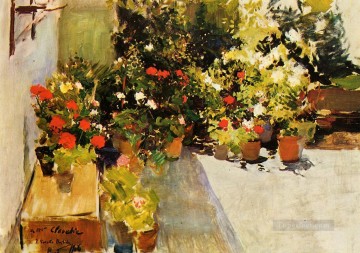 Joaquin Sorolla Painting - A Rooftop with Flowers painter Joaquin Sorolla